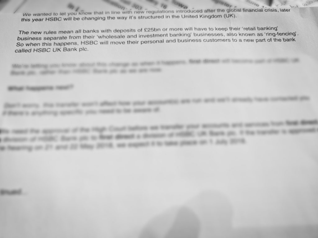 Letter from HSBC