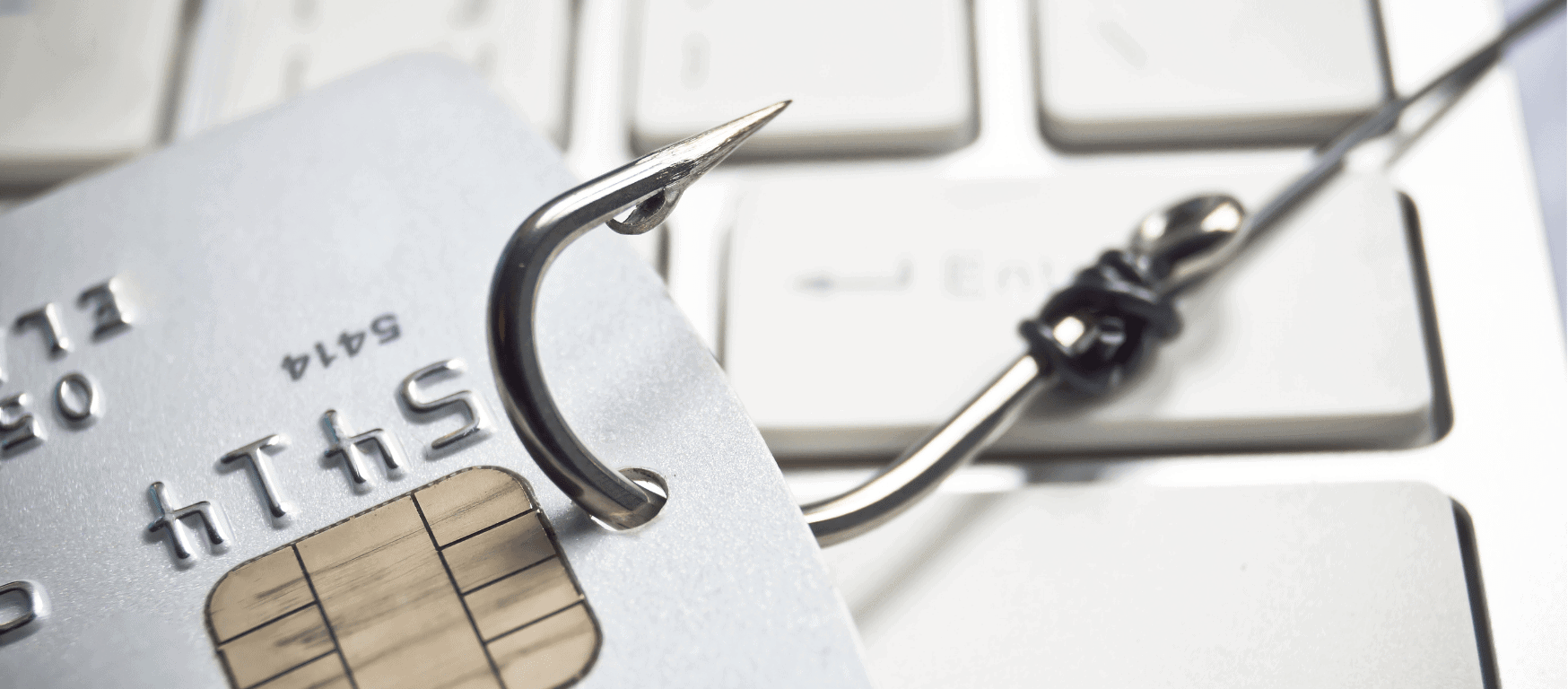 Picture of a fishing hook through a credit card